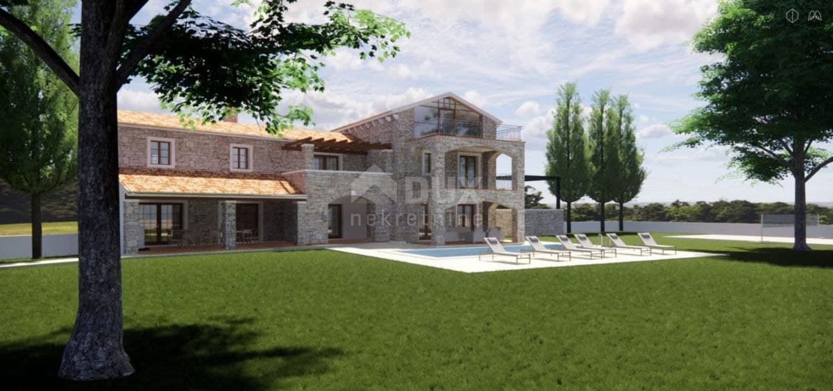 ISTRIA, POREČ - Progetto di una lussuosa villa in pietra in costruzione