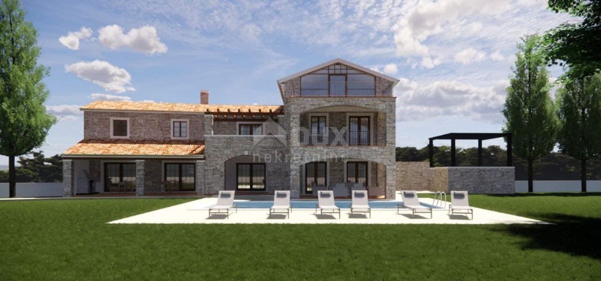 ISTRIA, POREČ - Progetto di una lussuosa villa in pietra in costruzione