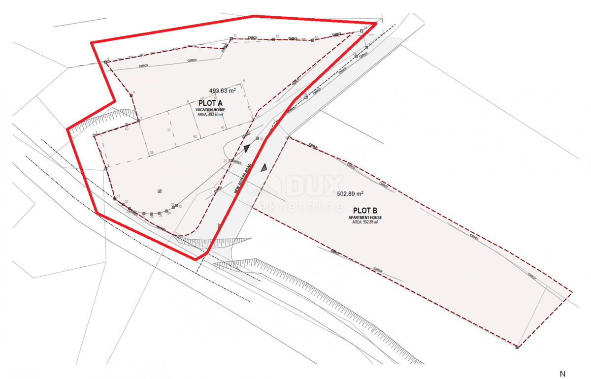 LABIN, SVETA MARINA- vecchia casa con terreno edificabile 435m2, con vista mare e progetto concettuale