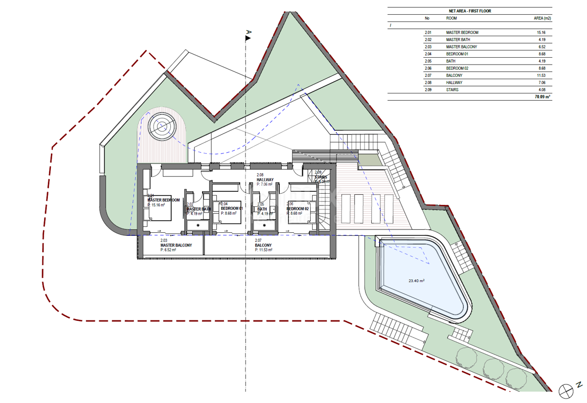 LABIN, SVETA MARINA- vecchia casa con terreno edificabile 435m2, con vista mare e progetto concettuale