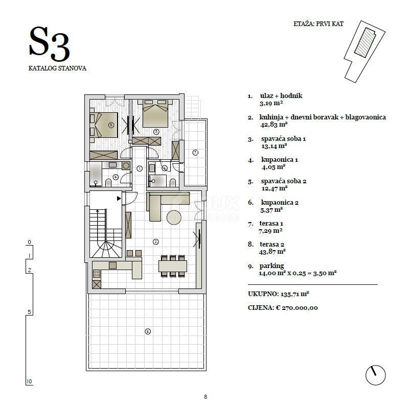 Appartamento Vodice, 135,71m2