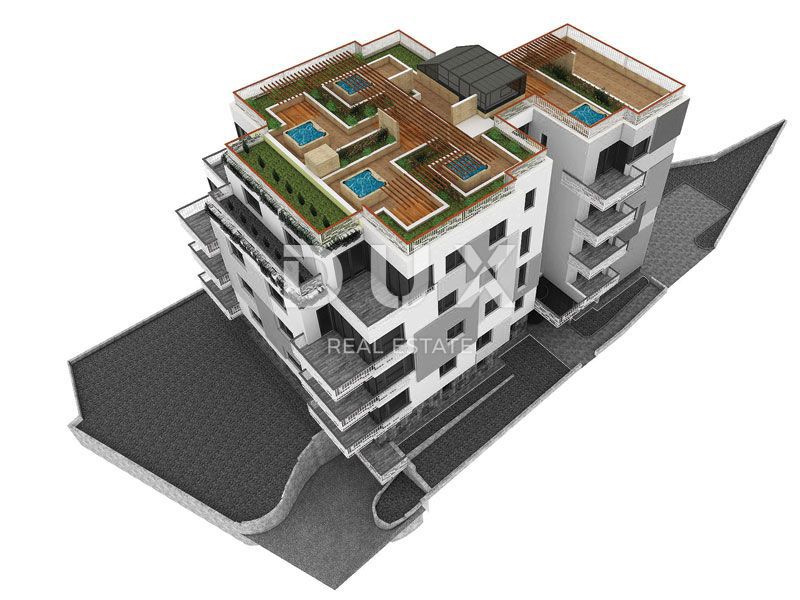 OPATIJA, CENTRO - nuova costruzione speciale, microlocalizzazione nel centro di Opatija, appartamento più grande con terrazza e garage, pronto a abitare, a 200 metri dal mare