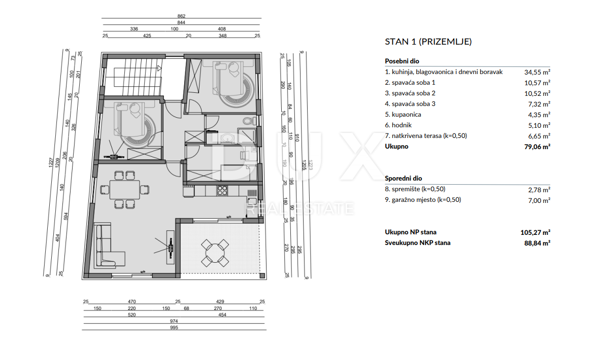 ŠIBENIK, CRNICA - Bellissimo appartamento con tre camere da letto in un nuovo edificio