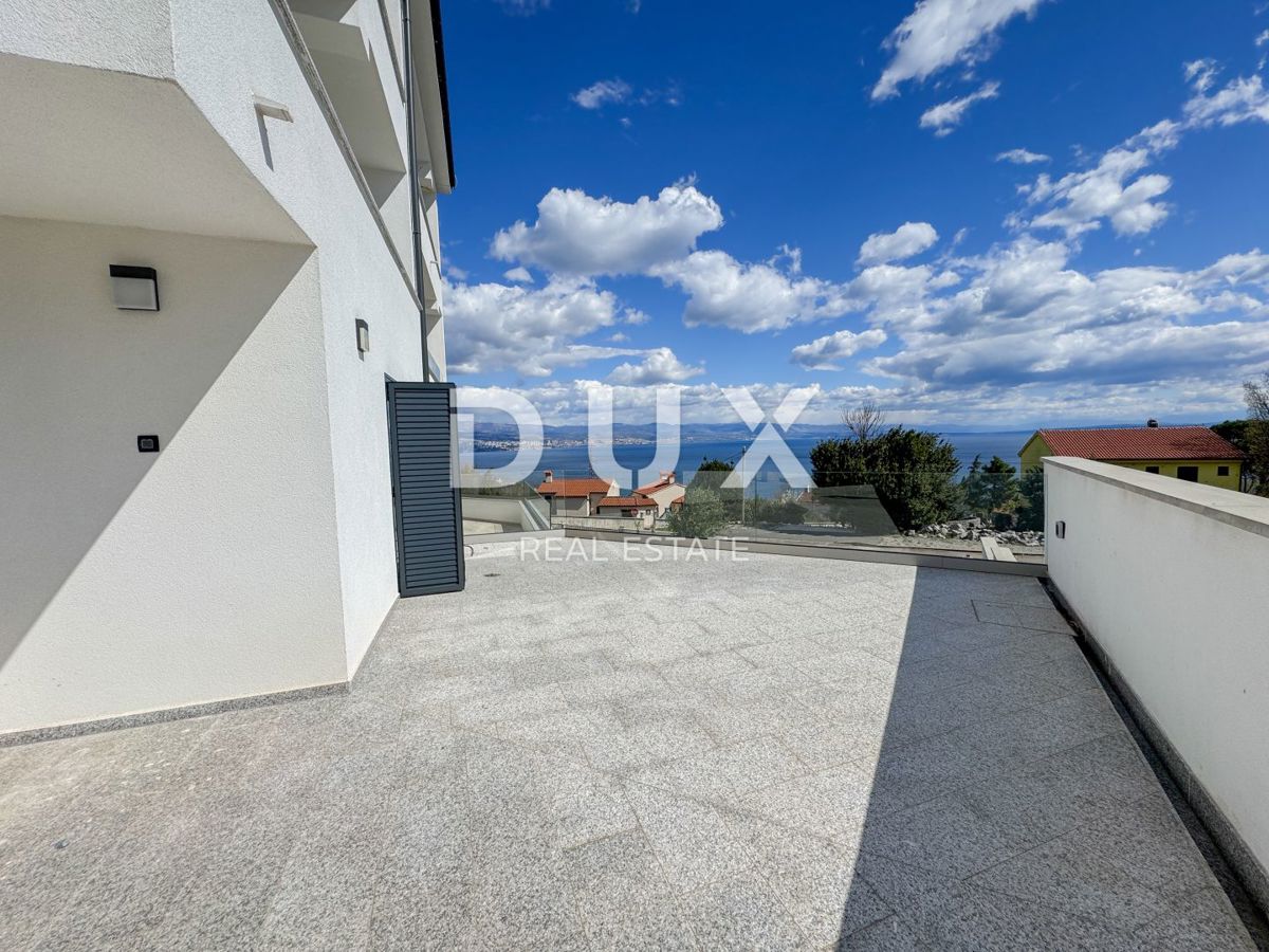 OPATIJA, IČIĆI - piano terra - appartamento più grande con giardino in una nuova costruzione con vista sul mare, POSIZIONE!