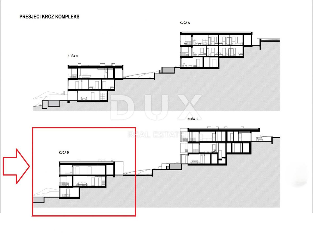 RIJEKA, KOSTRENA - esclusivo appartamento a due piani 163,89 m2 nuova costruzione con splendida vista mare e piscina + giardino 176,65 m2 - S1-D