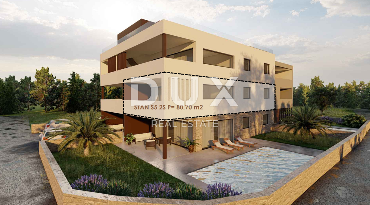 ZADAR, PRIVLAKA - Nuovo edificio a 50 metri dalla spiaggia sabbiosa con vista mare! S5