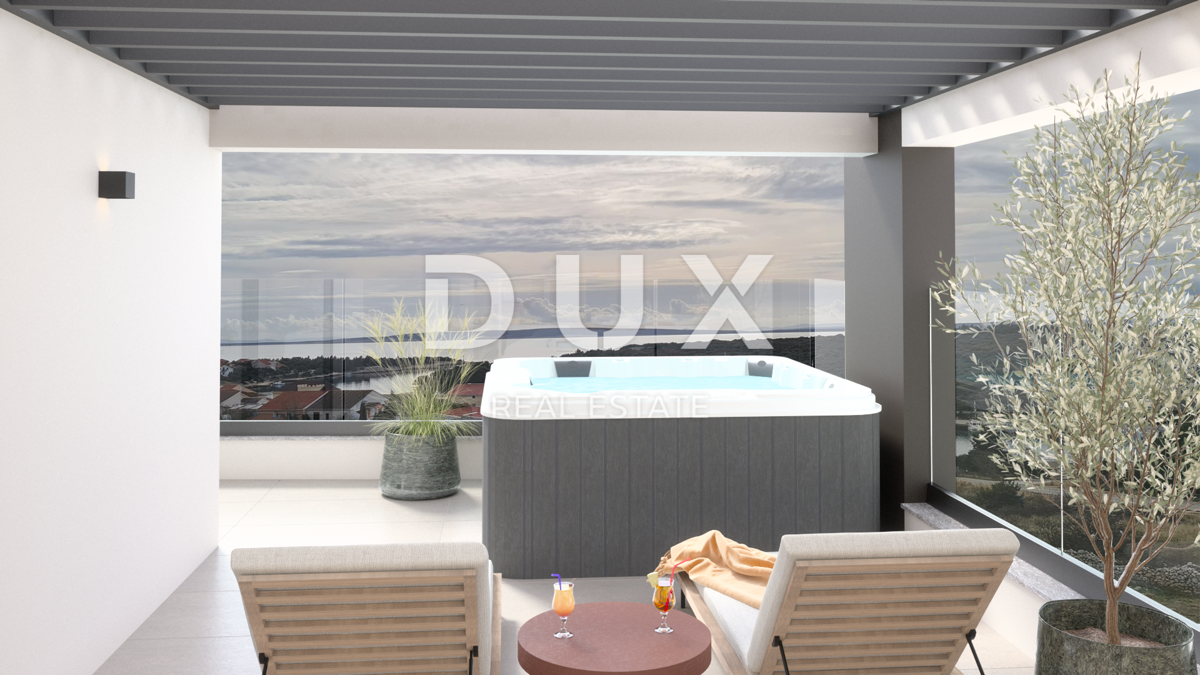 ISOLA DI PAG, ŠIMUNI - attico moderno in un nuovo edificio di alta qualità, vista mare, terrazza sul tetto
