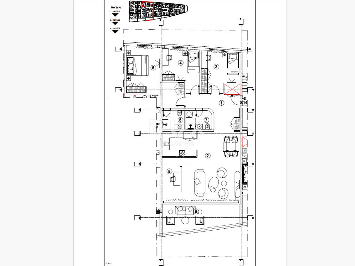 RIJEKA, KANTRIDA - Appartamento di 96 m2 in un lussuoso edificio di nuova costruzione a soli 250 metri dal mare con garage e vista panoramica sul mare