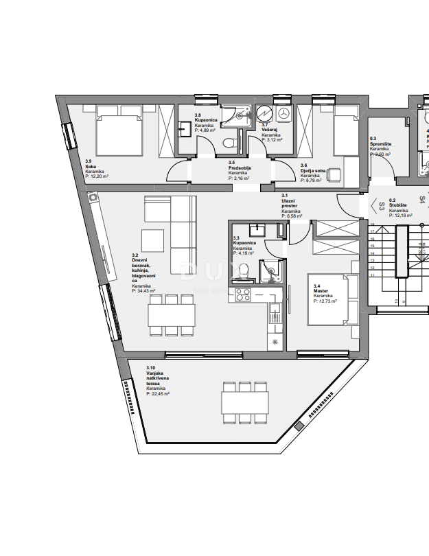 ŠIBENIK, VODICE - Appartamento al primo piano con terrazza e 2 posti auto