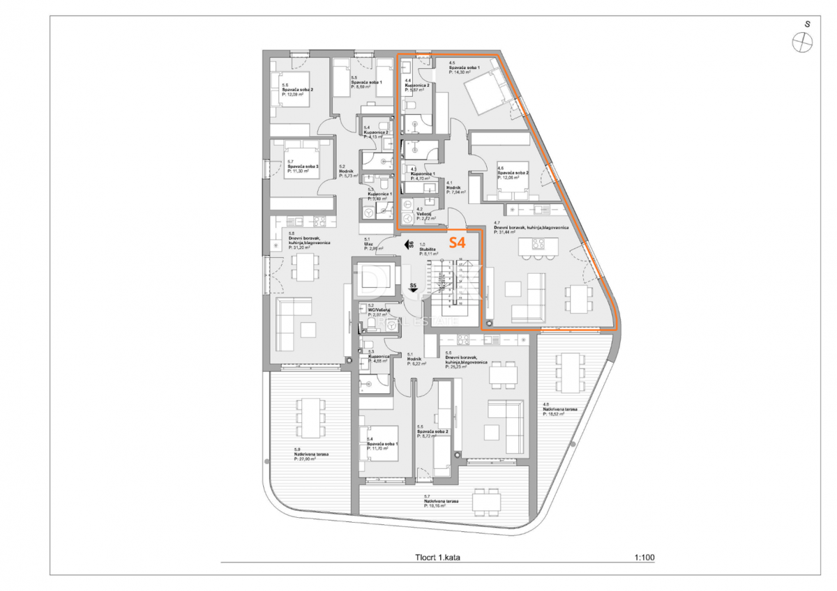 SEBENICO, VODICE – Nuovo edificio, ascensore, vista mare, a un minuto dalla spiaggia
