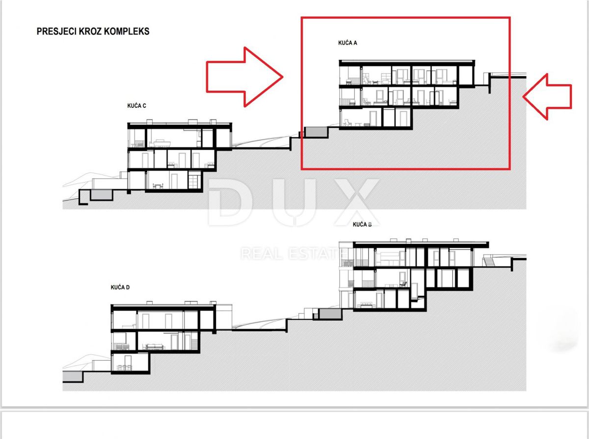 RIJEKA, KOSTRENA - esclusivo appartamento duplex 209,14 m2 nuova costruzione con splendida vista mare e piscina + giardino 356,39 m2 - S2-A