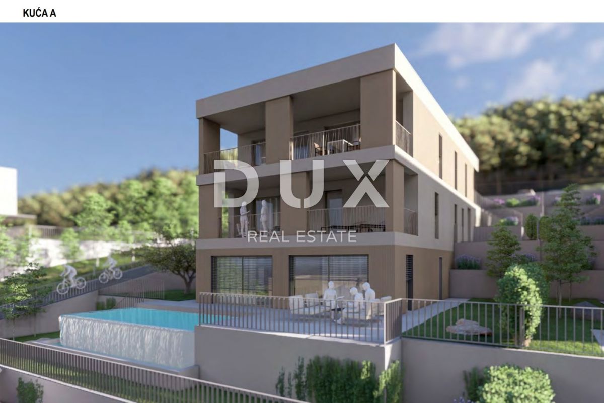 RIJEKA, KOSTRENA - esclusivo appartamento duplex 209,14 m2 nuova costruzione con splendida vista mare e piscina + giardino 356,39 m2 - S2-A