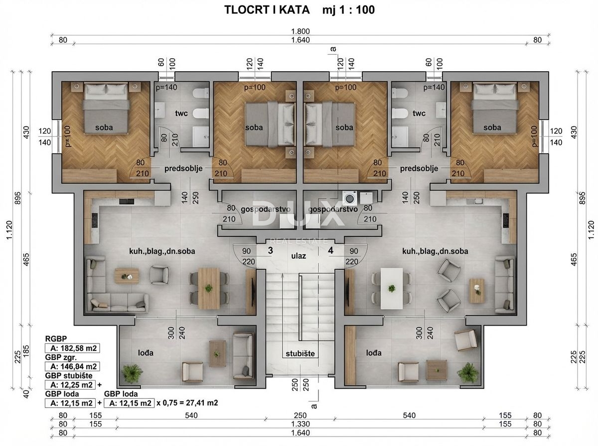 ISOLA DI RAB, KAMPOR - Appartamento con due camere da letto in un edificio di nuova costruzione di qualità, terrazza con vista, parcheggio!