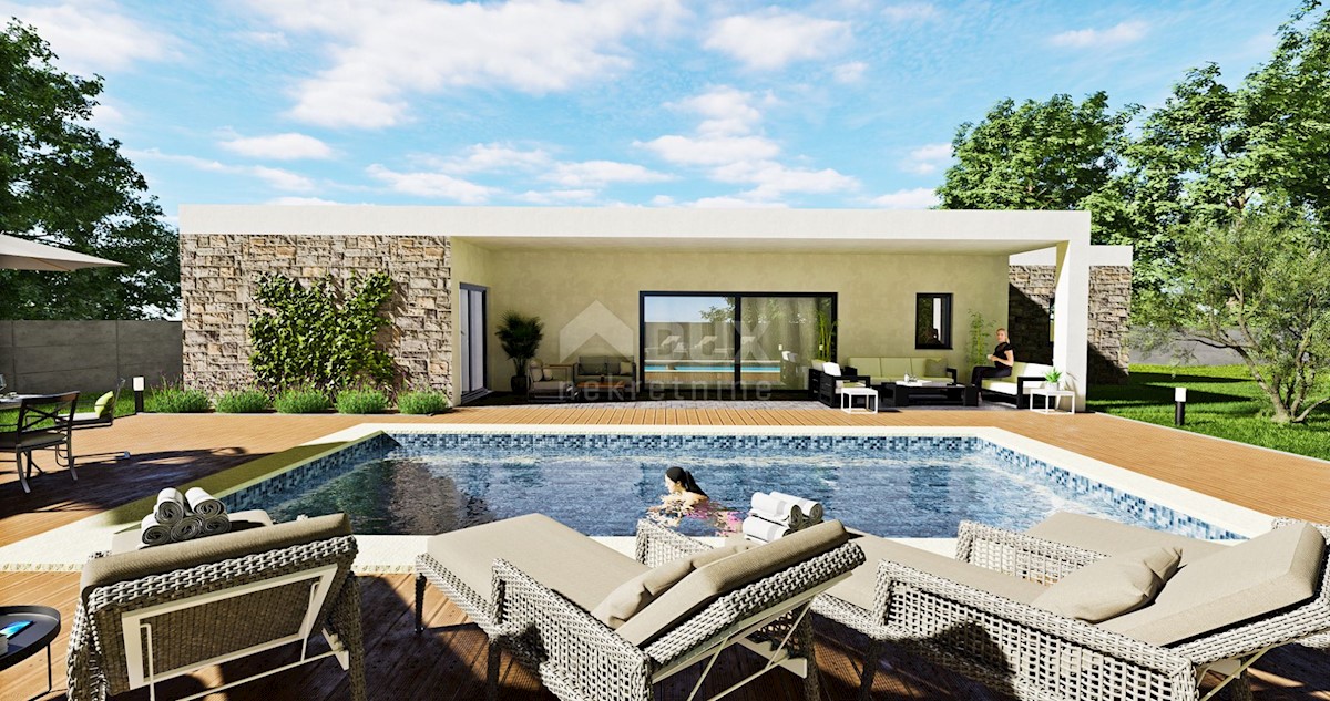 ISTRIA, LABIN - Nuova costruzione con garage e piscina