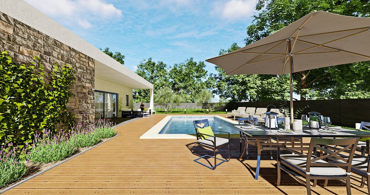 ISTRIA, LABIN - Nuova costruzione con garage e piscina