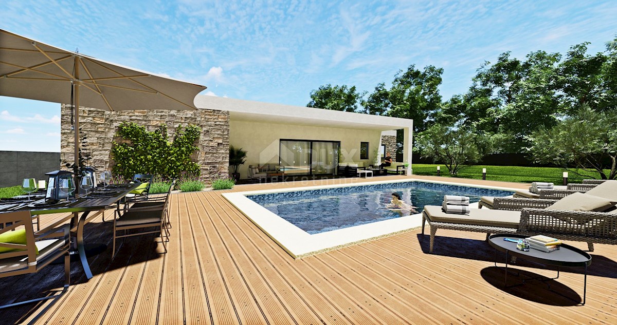 ISTRIA, LABIN - Nuova costruzione con garage e piscina