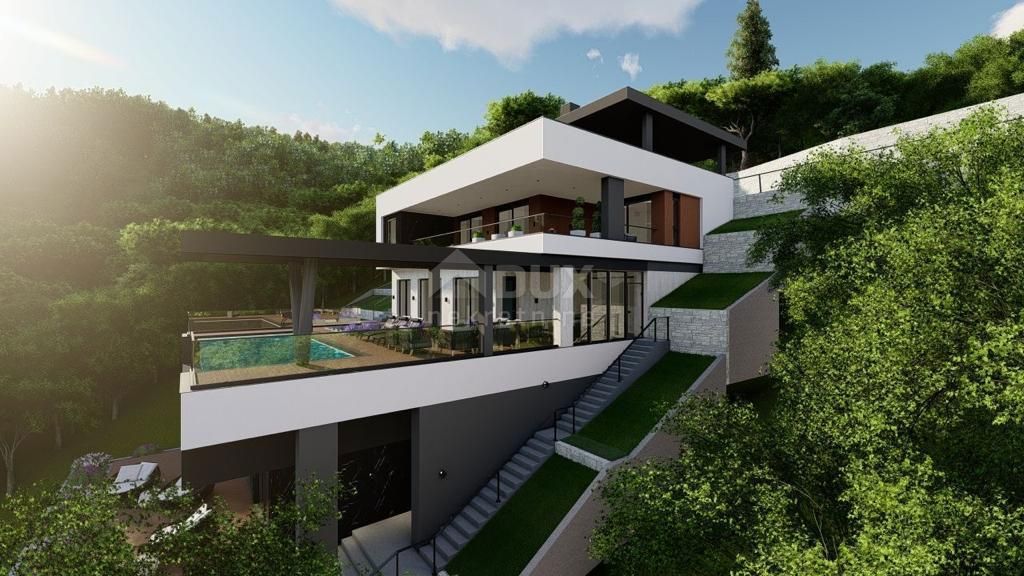 OPATIJA, IČIĆI - terreno per una villa con permesso di costruire 300m2 vicino alla spiaggia e Opatija