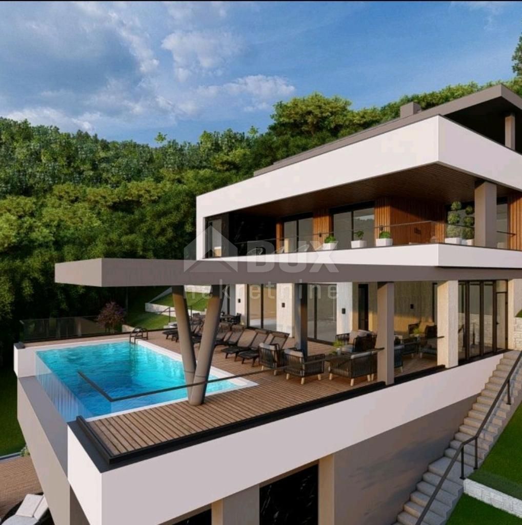 OPATIJA, IČIĆI - terreno per una villa con permesso di costruire 300m2 vicino alla spiaggia e Opatija