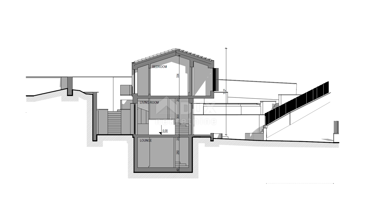 LABIN, SVETA MARINA - terreno edificabile di 435m2 con una vecchia casa, con vista sul mare e un progetto concettuale