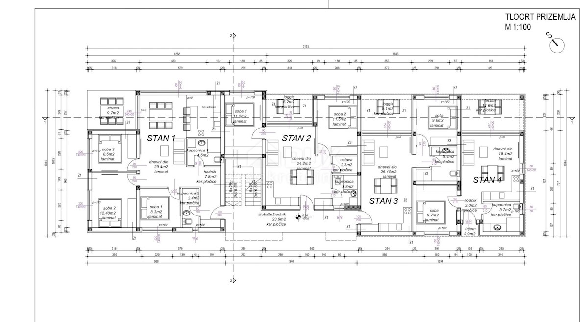 ZADAR, NIN - Appartamento S3 in costruzione con giardino e vista mare
