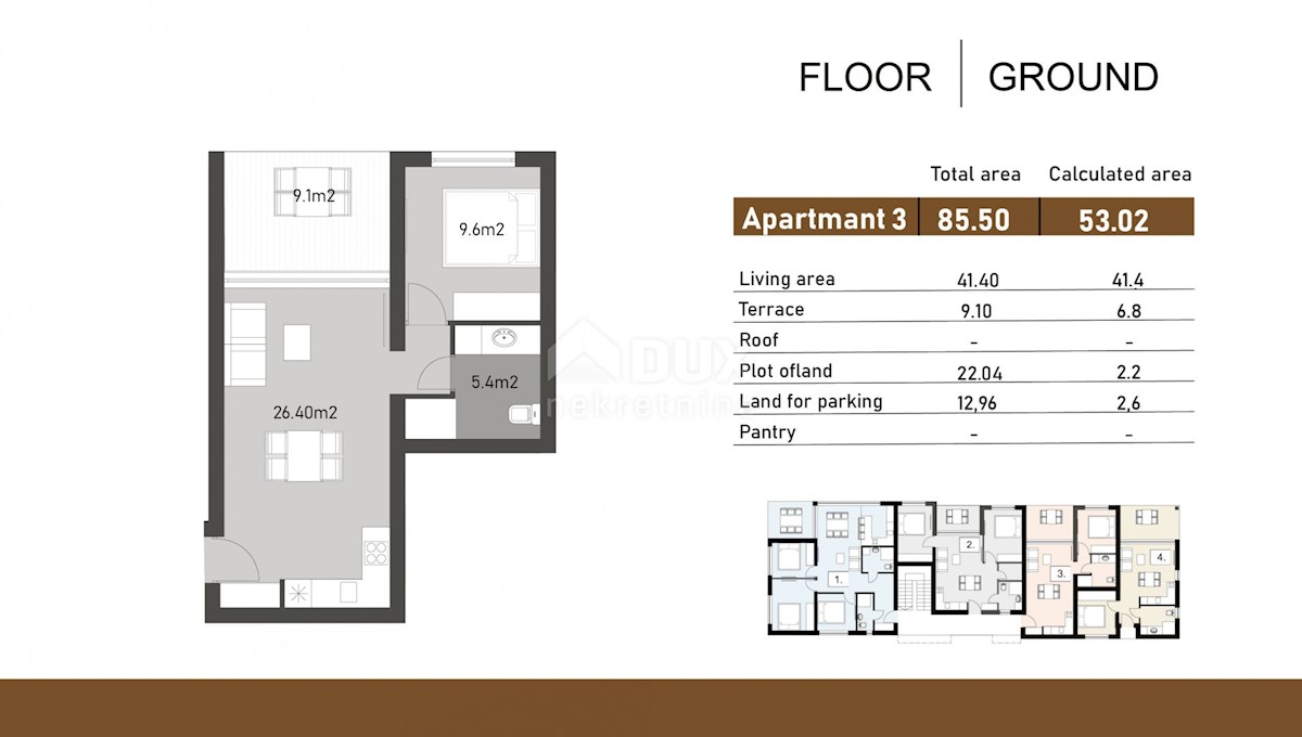 ZADAR, NIN - Appartamento S3 in costruzione con giardino e vista mare