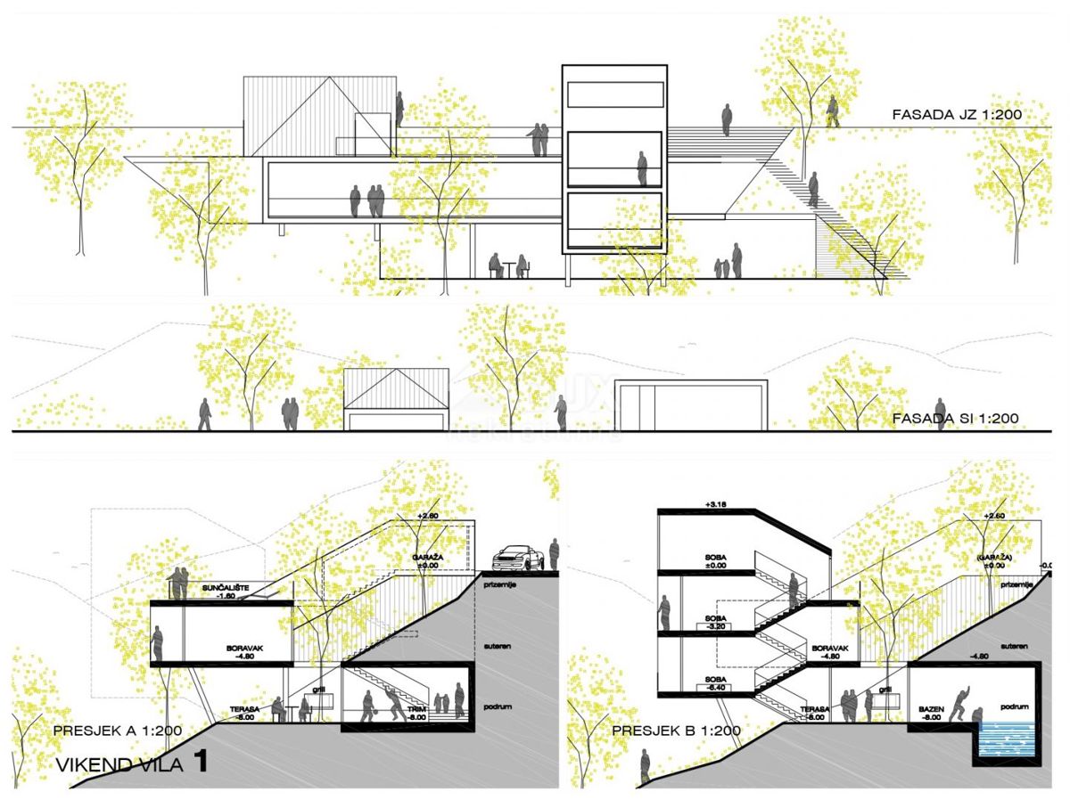 GORSKI KOTAR, FUŽINE - progetto unico nel cuore del Gorski kotar, terreno edificabile di 3340 m2 con progetto per una villa, opportunità di investimento!