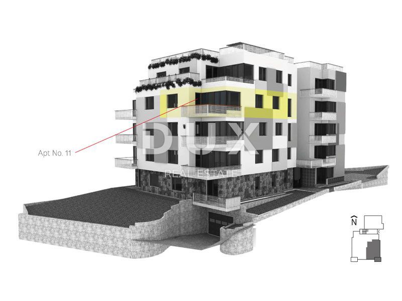 OPATIJA, CENTRO - nuova costruzione speciale, microlocalizzazione nel centro di Opatija, appartamento più grande con terrazza e garage, pronto a abitare, a 200 metri dal mare