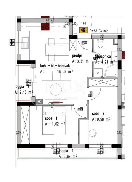 Appartamento Kaštanjer, Pula, 60,34m2