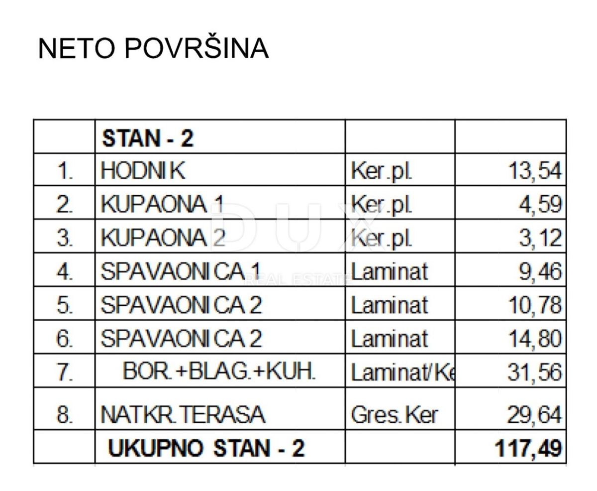 SRDOČI, ZAMET GORNJI, MARINIĆI - appartamento 87m2 piano terra soggiorno + 3 camere da letto con vista mare + terrazza coperta 30m2