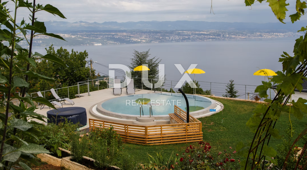 ABBAZIA, LOVRAN - villa 387m2 con vista panoramica sul mare e piscina + area 1200m2
