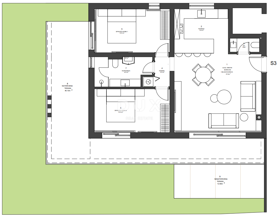 ZADAR, ZATON - Nuovo edificio con giardino a 45 metri dalla spiaggia! A3