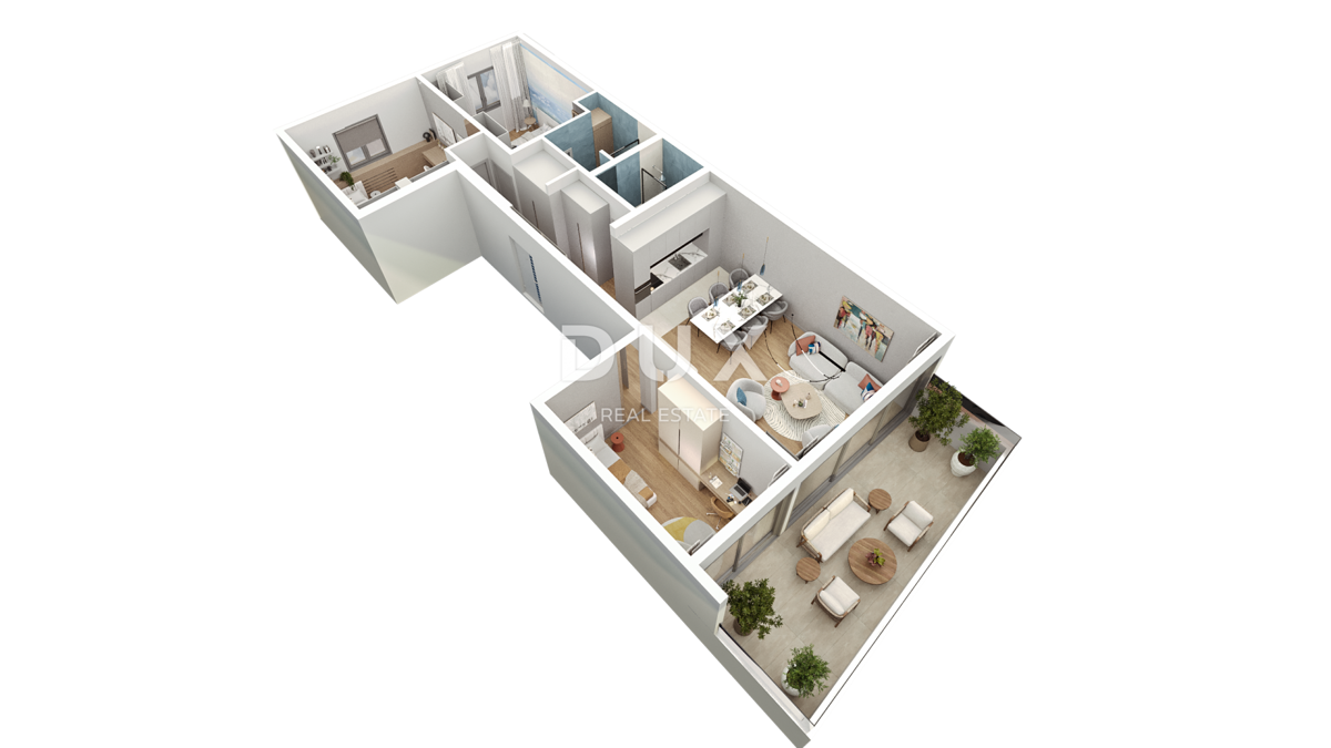 RIJEKA, KANTRIDA - Appartamento di 118 m2 in un lussuoso edificio di nuova costruzione a soli 250 metri dal mare con garage e vista panoramica sul mare