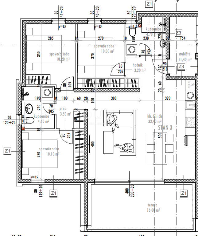 ZADAR, SUKOŠAN - Nuova costruzione di alta qualità! Riscaldamento a pavimento, piscina riscaldata, a 120 metri dal mare...! S3