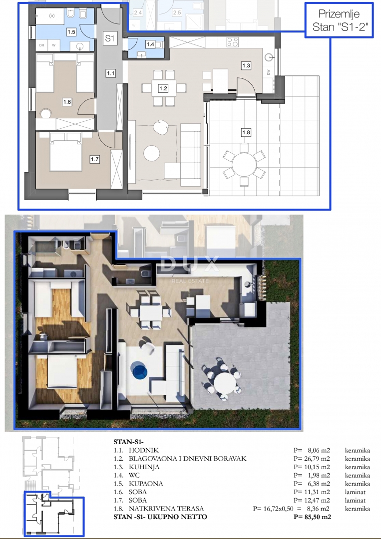 ISTRIA, LABIN - Appartamento al piano terra di un moderno edificio di nuova costruzione
