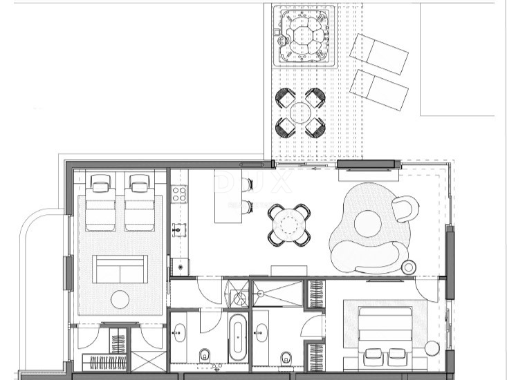 NOVI VINODOLSKI – Appartamento di 72 m² in un resort esclusivo, prima fila al mare con spiaggia privata