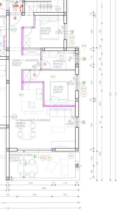 ŠIBENIK, VODICE – Appartamento al primo piano con ampia terrazza