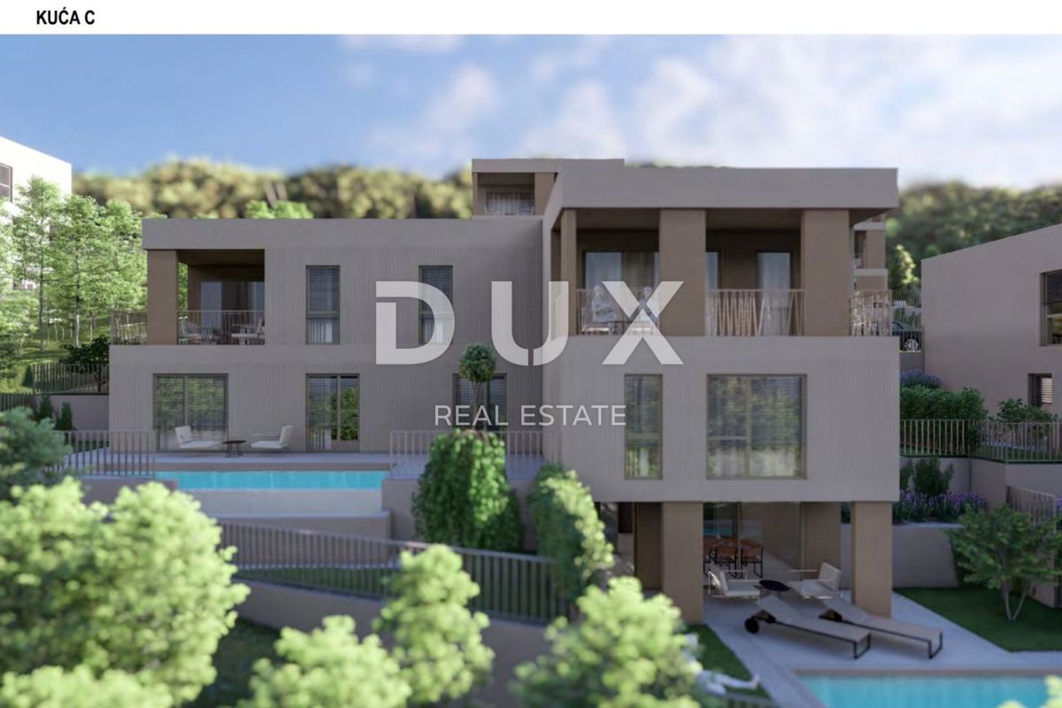 RIJEKA, KOSTRENA - esclusivo appartamento duplex 212,23m2 nuova costruzione con splendida vista mare e piscina + giardino 153,70m2 - S2-C