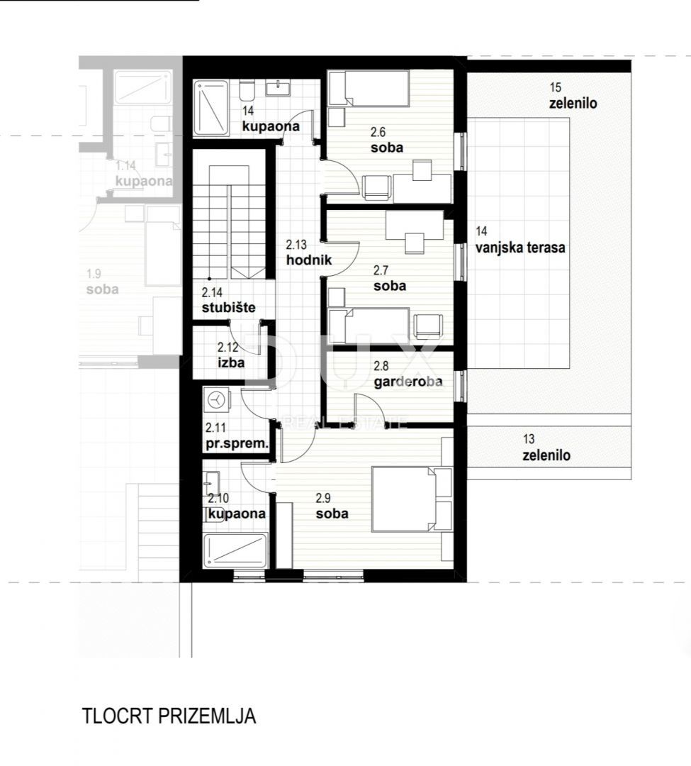 RIJEKA, KOSTRENA - esclusivo appartamento duplex 212,23m2 nuova costruzione con splendida vista mare e piscina + giardino 153,70m2 - S2-C