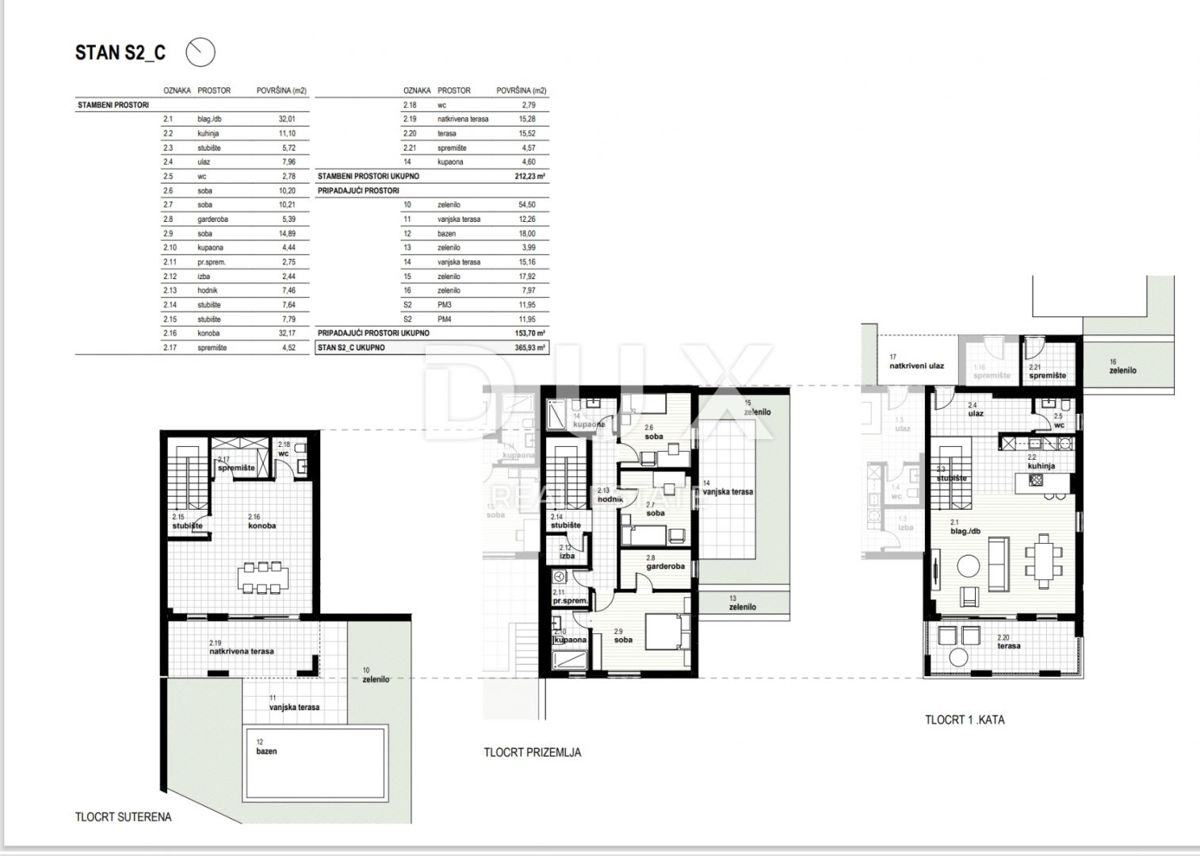 RIJEKA, KOSTRENA - esclusivo appartamento duplex 212,23m2 nuova costruzione con splendida vista mare e piscina + giardino 153,70m2 - S2-C