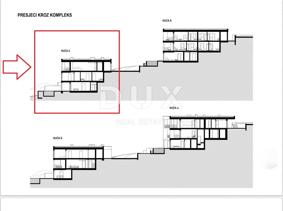 RIJEKA, KOSTRENA - esclusivo appartamento duplex 212,23m2 nuova costruzione con splendida vista mare e piscina + giardino 153,70m2 - S2-C