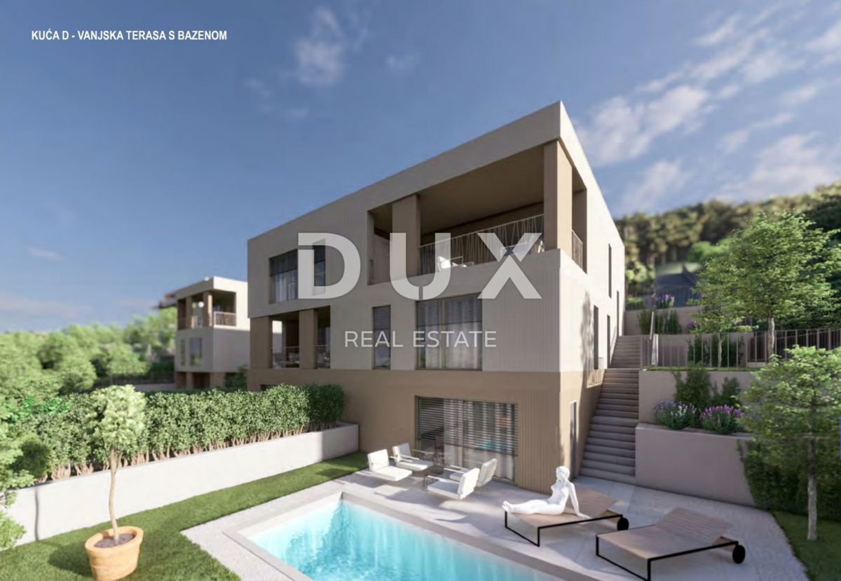 RIJEKA, KOSTRENA - esclusivo appartamento duplex 212,23m2 nuova costruzione con splendida vista mare e piscina + giardino 153,70m2 - S2-C