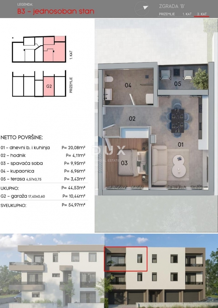 ISTRIA, POLA - Appartamento con 1 camera da letto in un piccolo edificio di nuova costruzione con garage privato