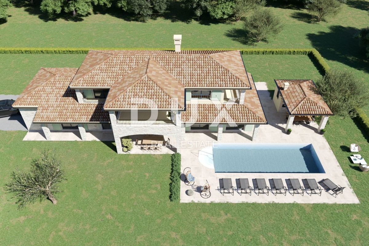 ISTRIA, KAŠTELIR - Affascinante villa in pietra con vista panoramica sul mare