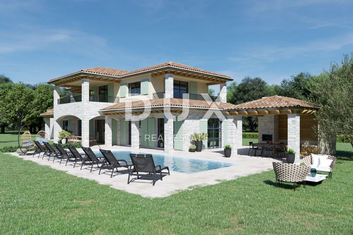 ISTRIA, KAŠTELIR - Affascinante villa in pietra con vista panoramica sul mare