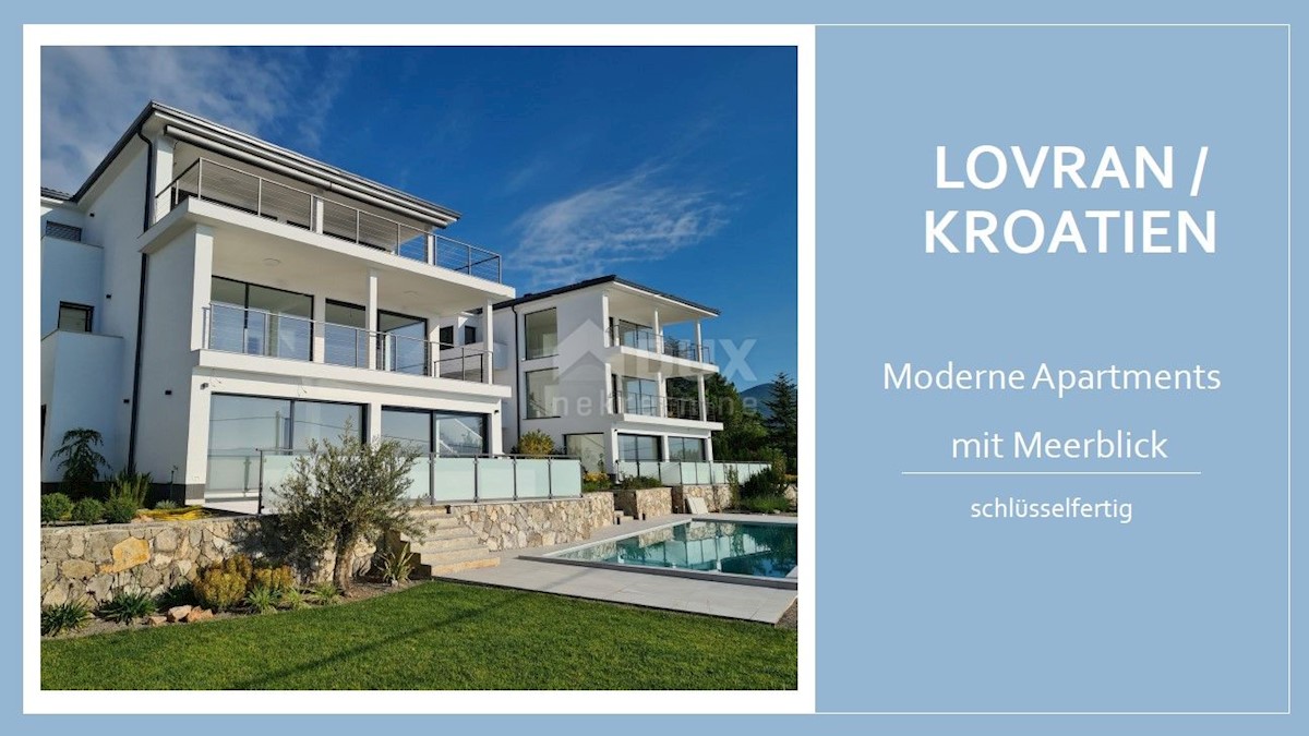 LOVRAN - LIGANJ - appartamento in villa con piscina 97m2 + terrazzo 26m2 con vista panoramica sul mare + ambiente 41m2