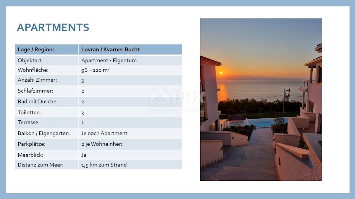LOVRAN - LIGANJ - appartamento in villa con piscina 97m2 + terrazzo 26m2 con vista panoramica sul mare + ambiente 41m2