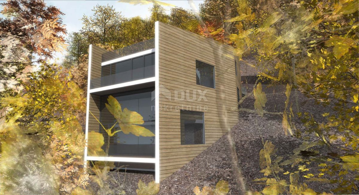 GORSKI KOTAR, FUŽINE - progetto unico nel cuore del Gorski kotar, terreno edificabile di 2086 m2 con progetto per una villa, opportunità di investimento!