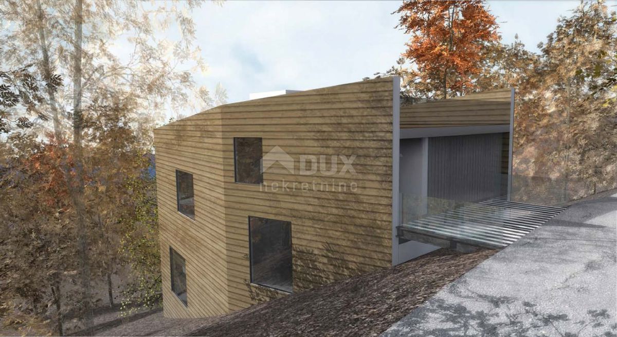 GORSKI KOTAR, FUŽINE - progetto unico nel cuore del Gorski kotar, terreno edificabile di 2086 m2 con progetto per una villa, opportunità di investimento!