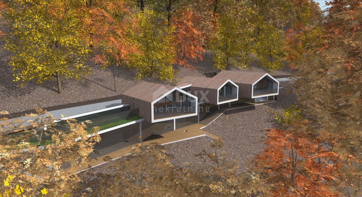 GORSKI KOTAR, FUŽINE - progetto unico nel cuore del Gorski kotar, terreno edificabile di 2086 m2 con progetto per una villa, opportunità di investimento!