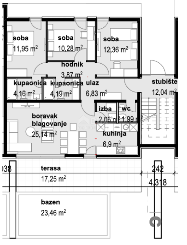 ZADAR, PRIVLAKA - Spazioso appartamento con 3 camere da letto, con vista mare, a soli 70 m dalla spiaggia di Privlaka! S3